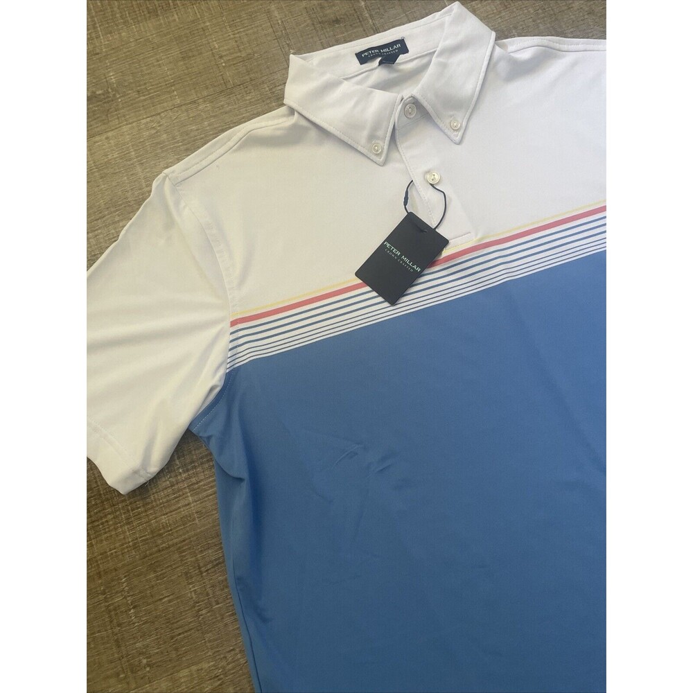 Peter Millar Crown Crafted Mens Sunshine Performance Jersey Golf Polo Shirt Sz M